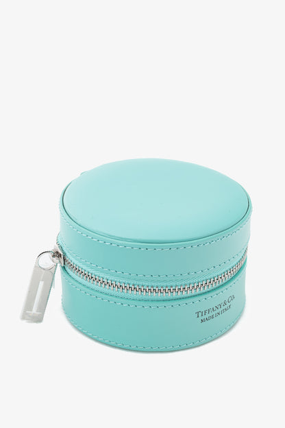 Tiffany & Co. Leather Tiffany Blue Round Jewelry Case