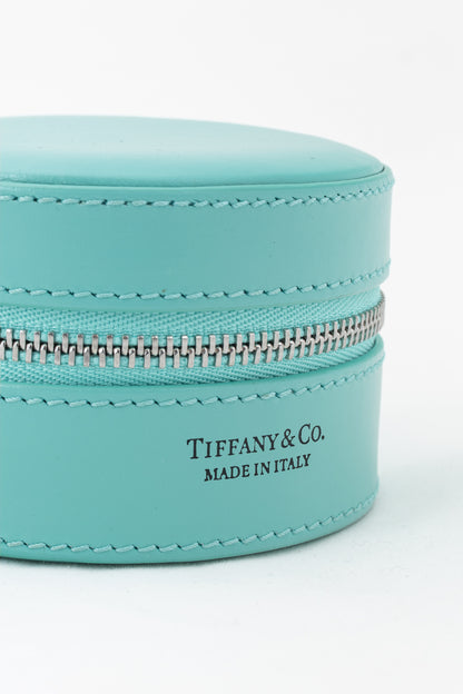 Tiffany & Co. Leather Tiffany Blue Round Jewelry Case