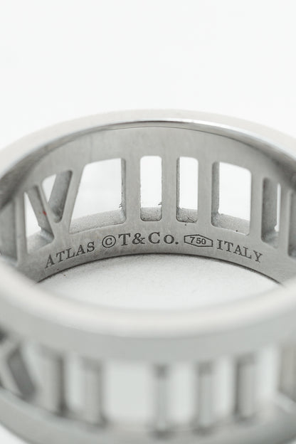 Tiffany & Co. Atlas 18K White Gold & Diamond Roman Time Ring