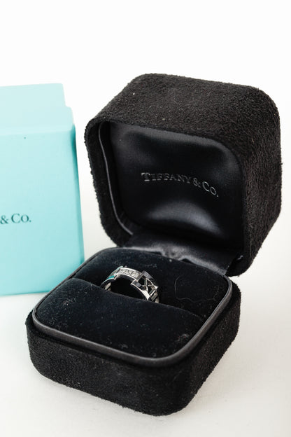 Tiffany & Co. Atlas 18K White Gold & Diamond Roman Time Ring