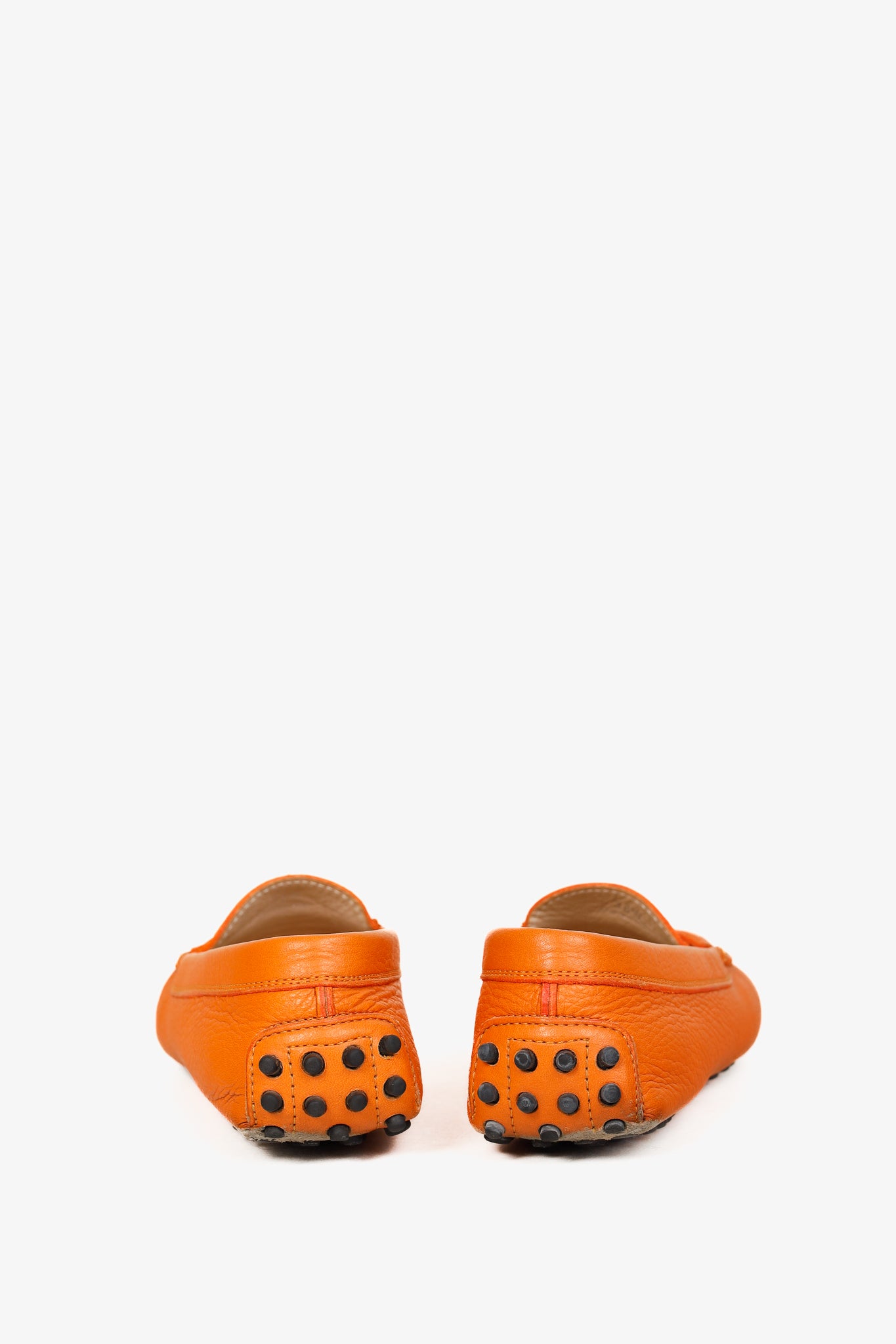 Tod’s Gommino Orange Pebbled Leather Driving Shoes