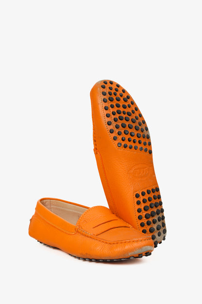 Tod’s Gommino Orange Pebbled Leather Driving Shoes