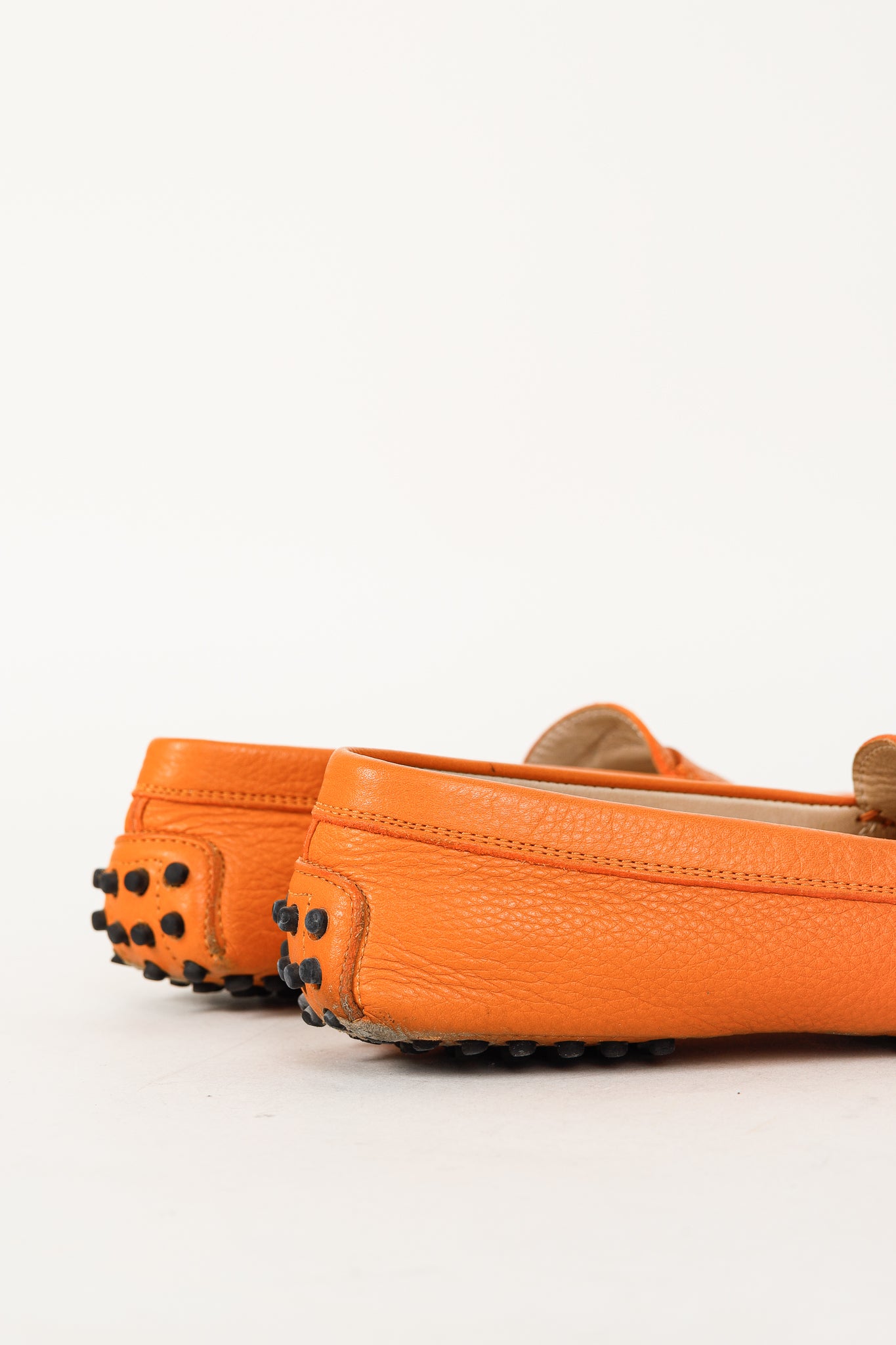 Tod’s Gommino Orange Pebbled Leather Driving Shoes