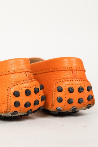 Tod’s Gommino Orange Pebbled Leather Driving Shoes