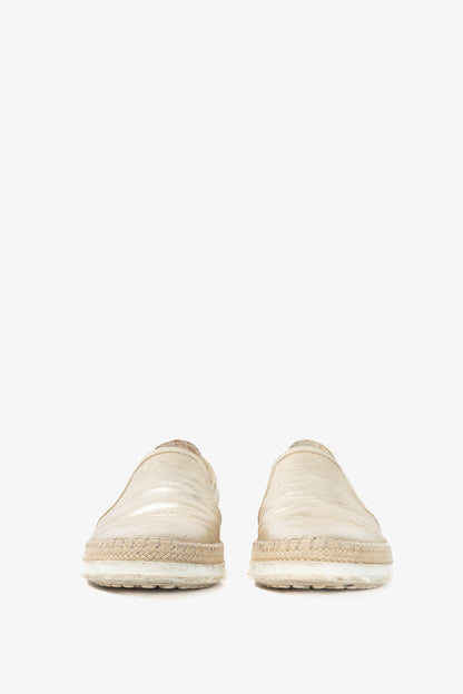 Tod's SS18 Metallic Gold Leather Espadrille Slip-On Sneakers