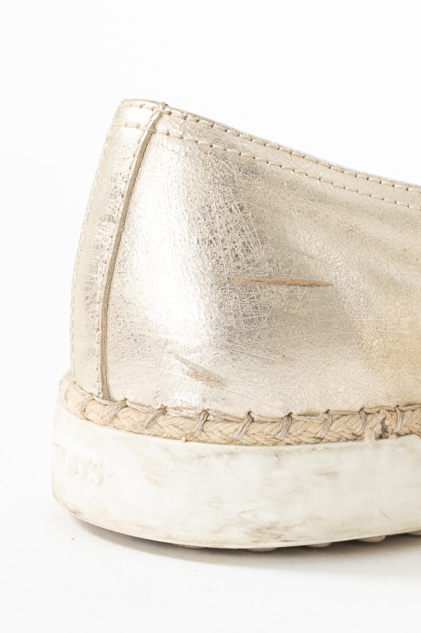 Tod's SS18 Metallic Gold Leather Espadrille Slip-On Sneakers