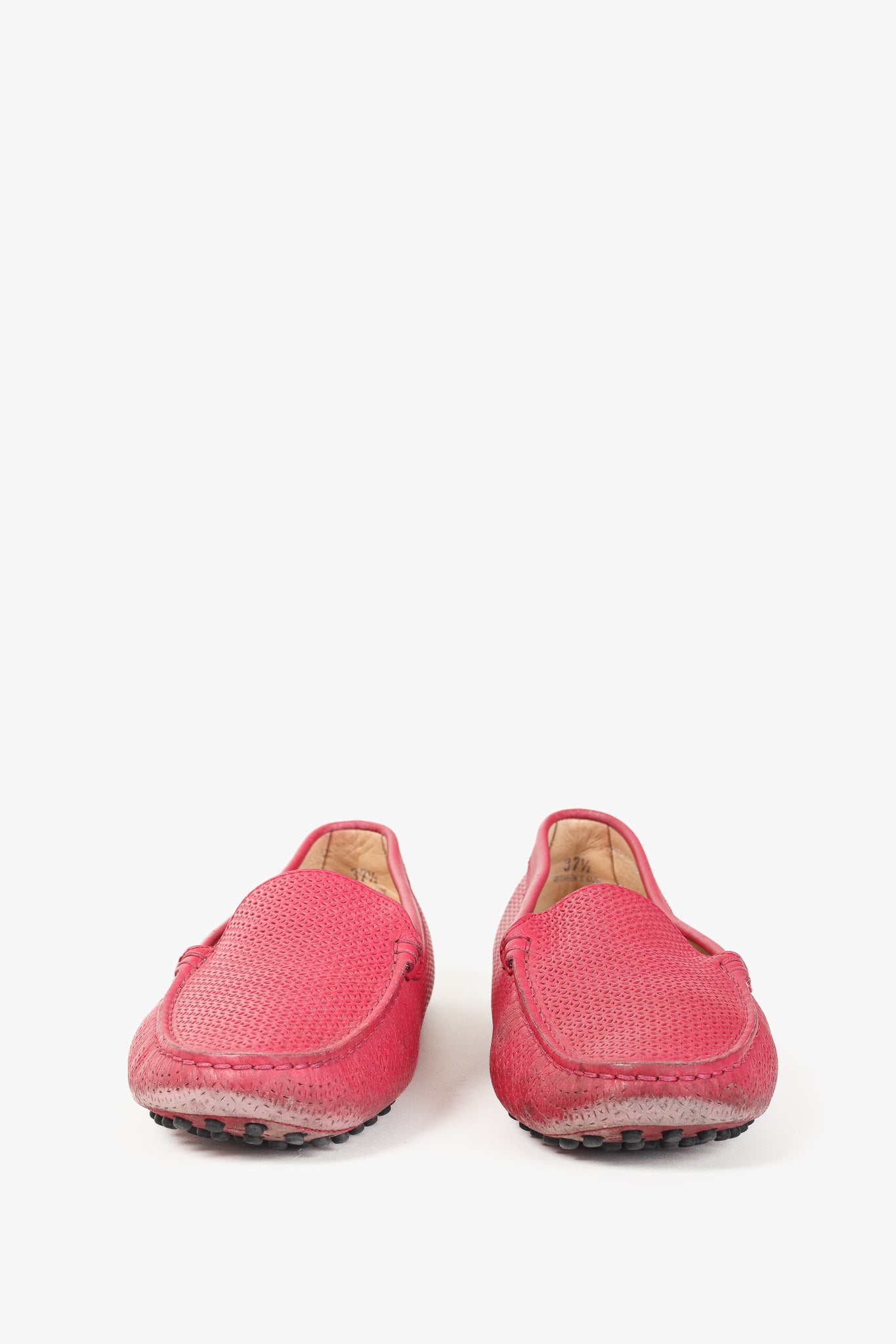 Tod's Pink Textured-Leather Gommino Driving Loafers