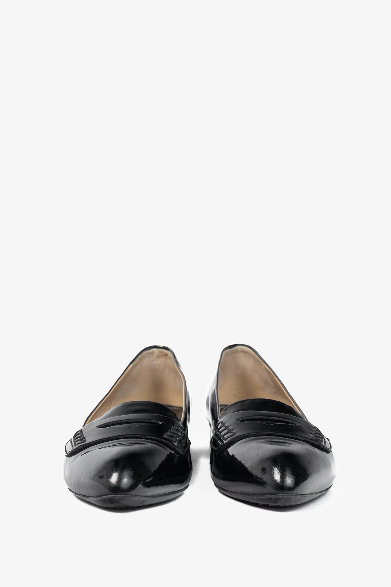 Tod’s Black Patent-Leather Pointed-Toe Penny Loafers