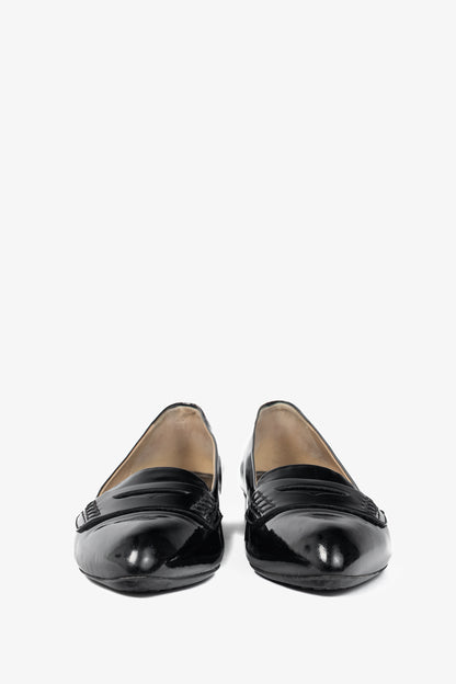 Tod’s Black Patent-Leather Pointed-Toe Penny Loafers