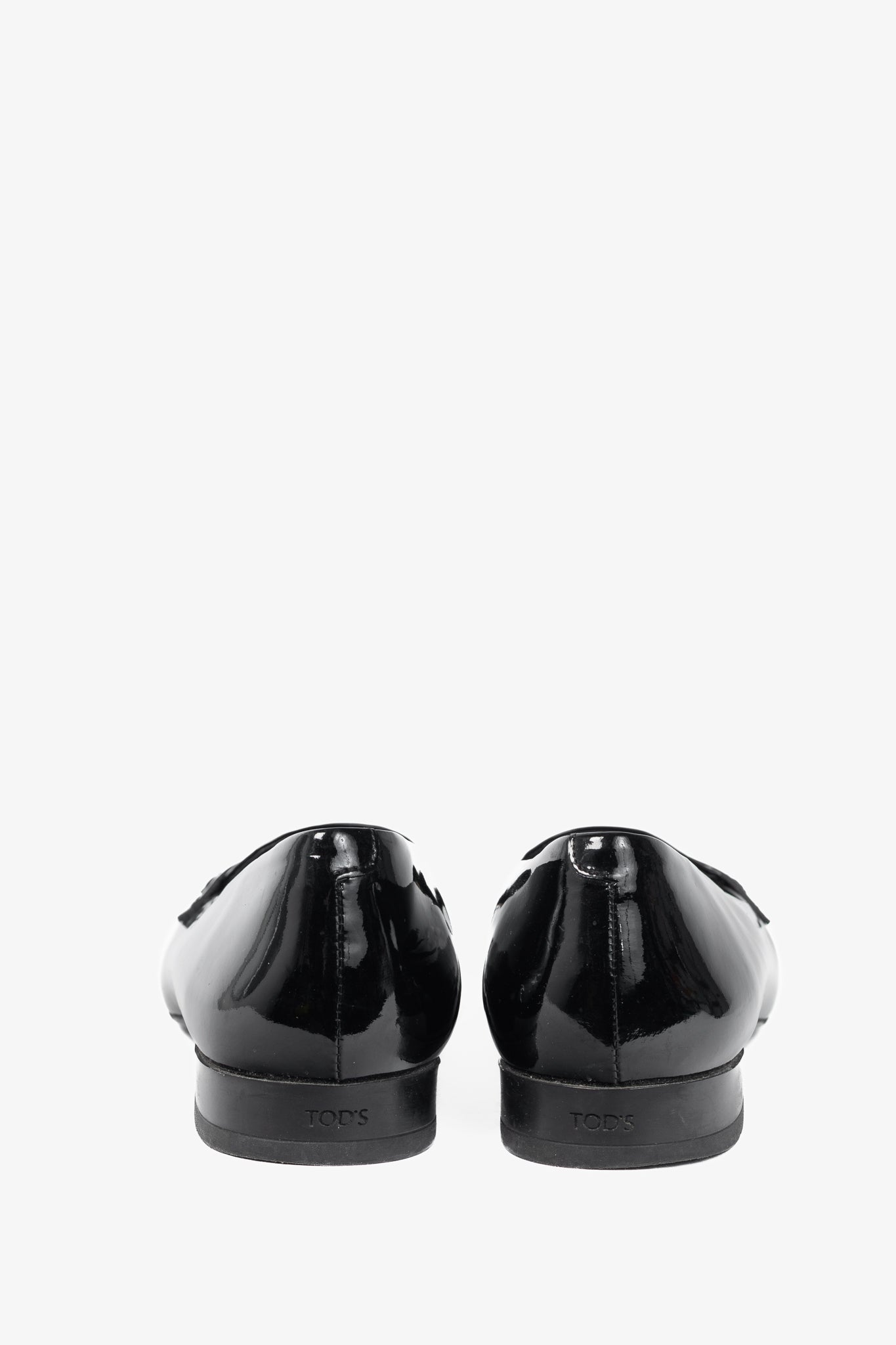 Tod’s Black Patent-Leather Pointed-Toe Penny Loafers