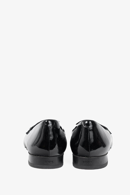 Tod’s Black Patent-Leather Pointed-Toe Penny Loafers