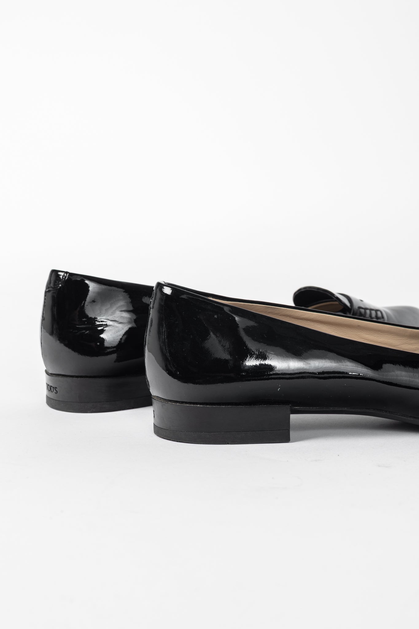 Tod’s Black Patent-Leather Pointed-Toe Penny Loafers
