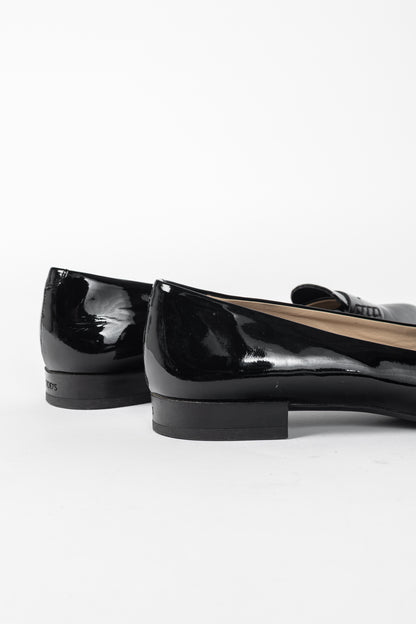 Tod’s Black Patent-Leather Pointed-Toe Penny Loafers