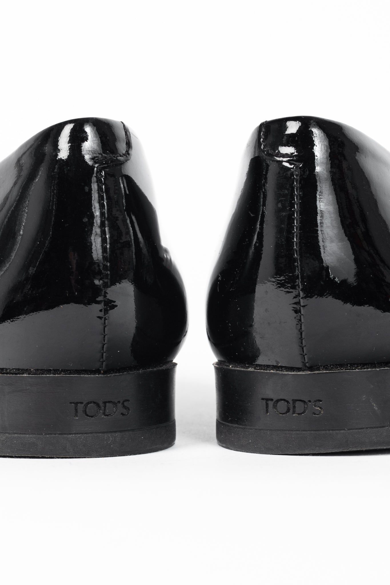 Tod’s Black Patent-Leather Pointed-Toe Penny Loafers