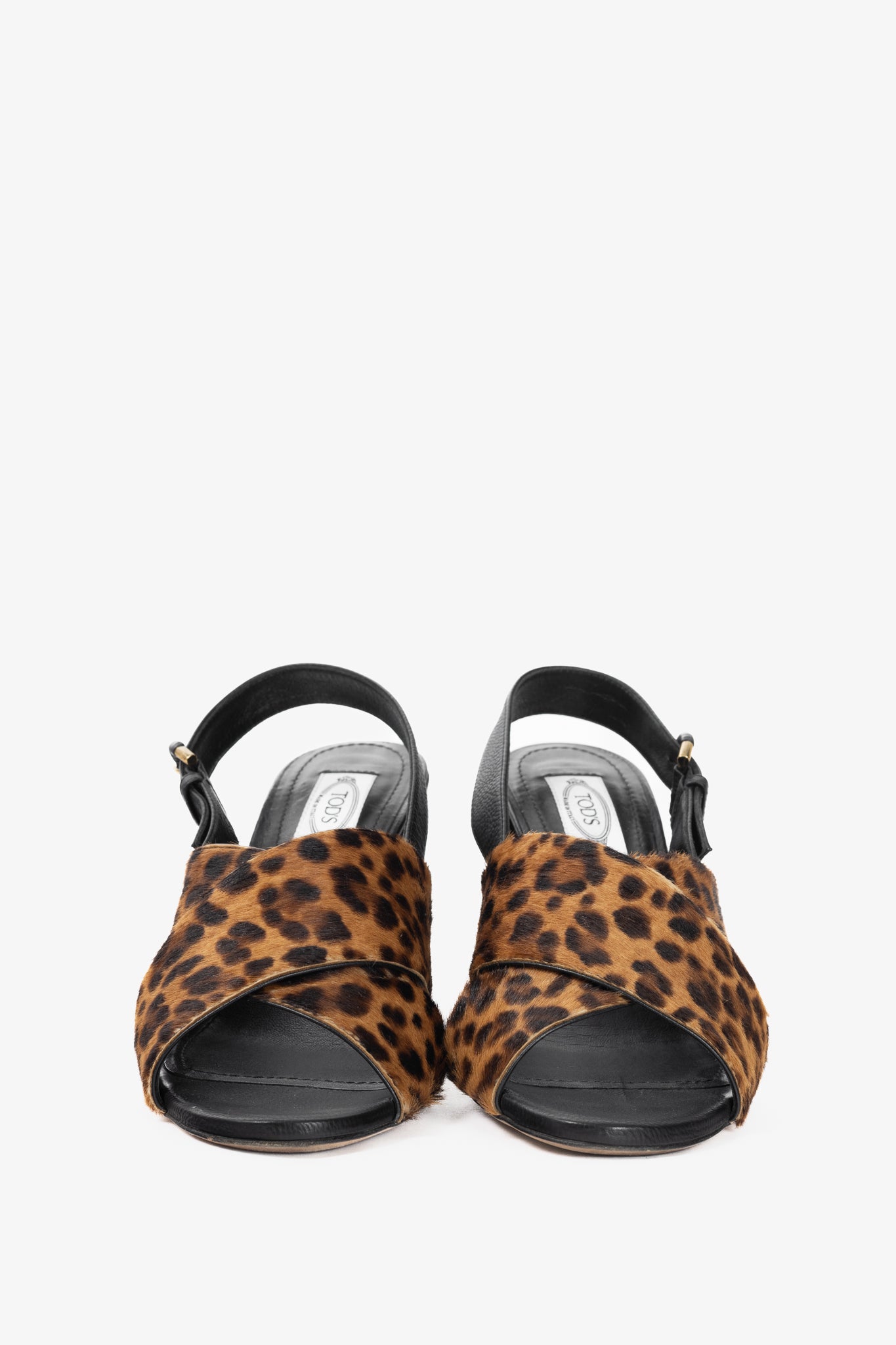 Tod's Leopard-Print Pony Hair Criss-Cross Sandals