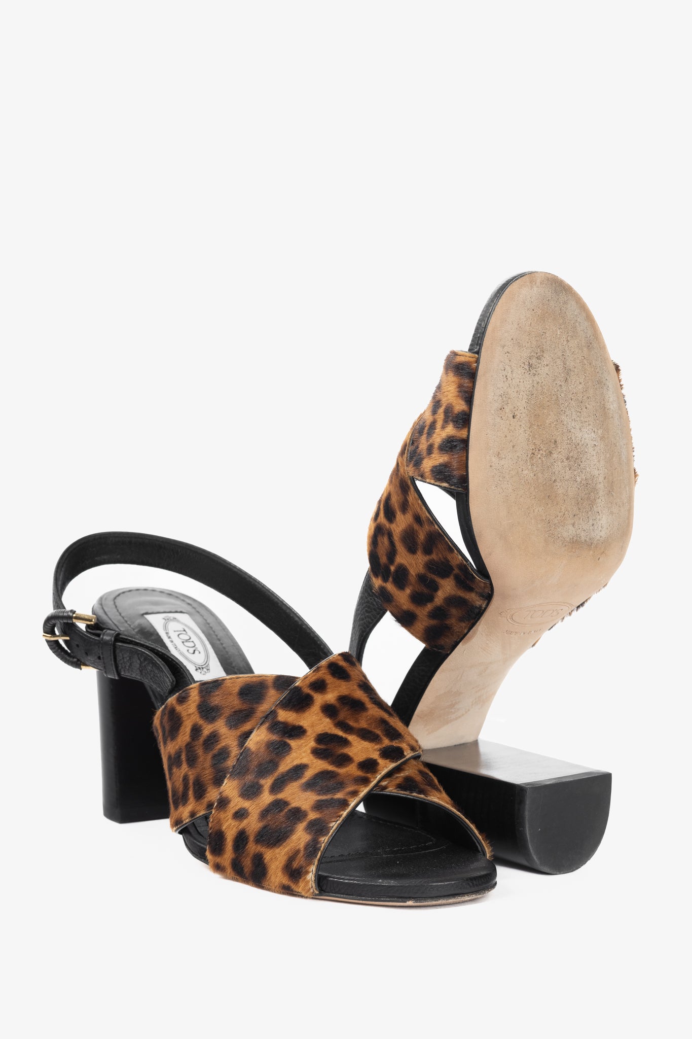 Tod's Leopard-Print Pony Hair Criss-Cross Sandals