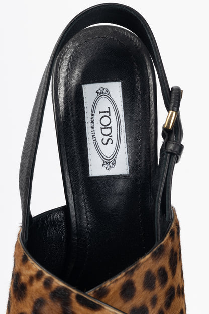 Tod's Leopard-Print Pony Hair Criss-Cross Sandals