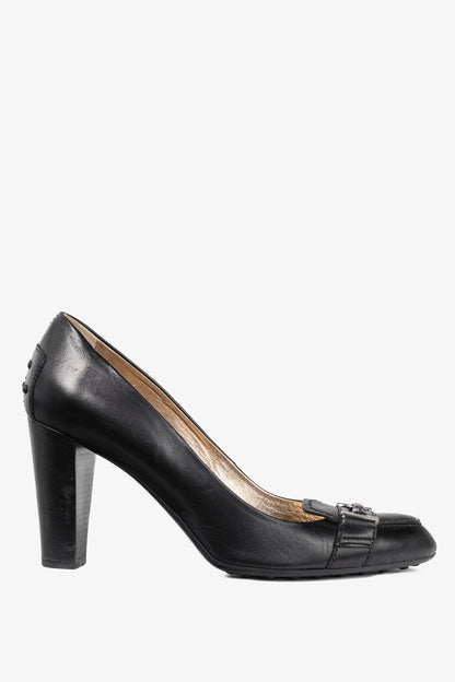 Tod’s Black Leather Horsebit Pumps