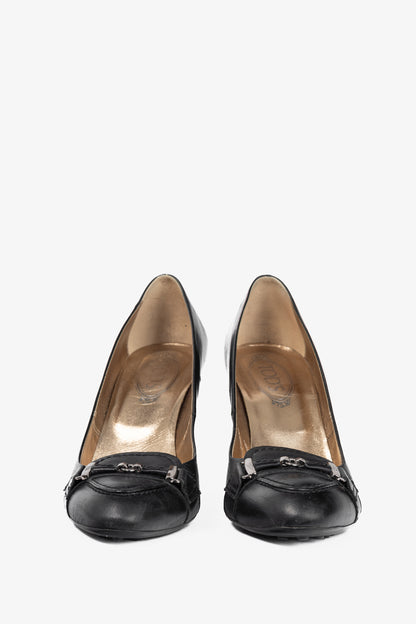Tod’s Black Leather Horsebit Pumps