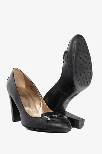 Tod’s Black Leather Horsebit Pumps