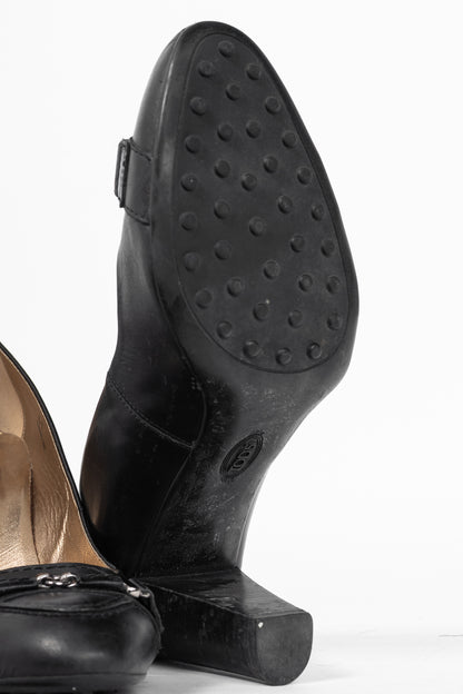 Tod’s Black Leather Horsebit Pumps