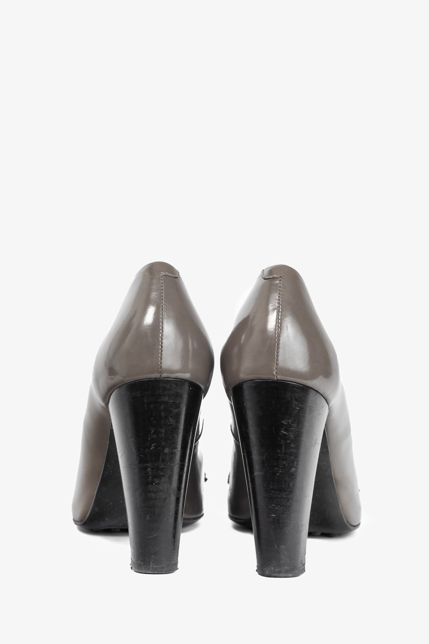 Tod’s Taupe Buffed-Leather Penny-Loafer Pumps