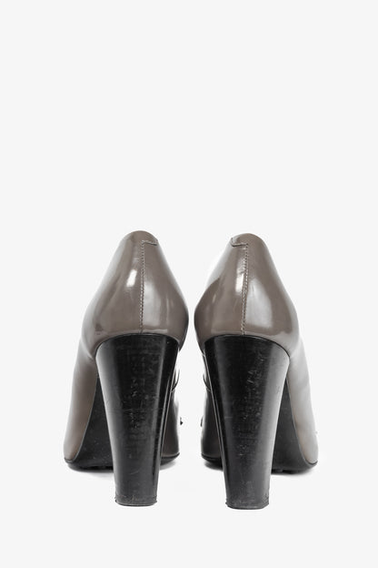 Tod’s Taupe Buffed-Leather Penny-Loafer Pumps