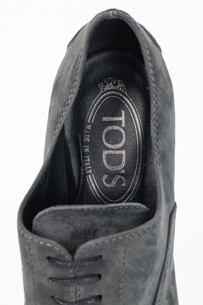 Tod's Grey Suede Cap-Toe Gommino Lace-Up Oxfords