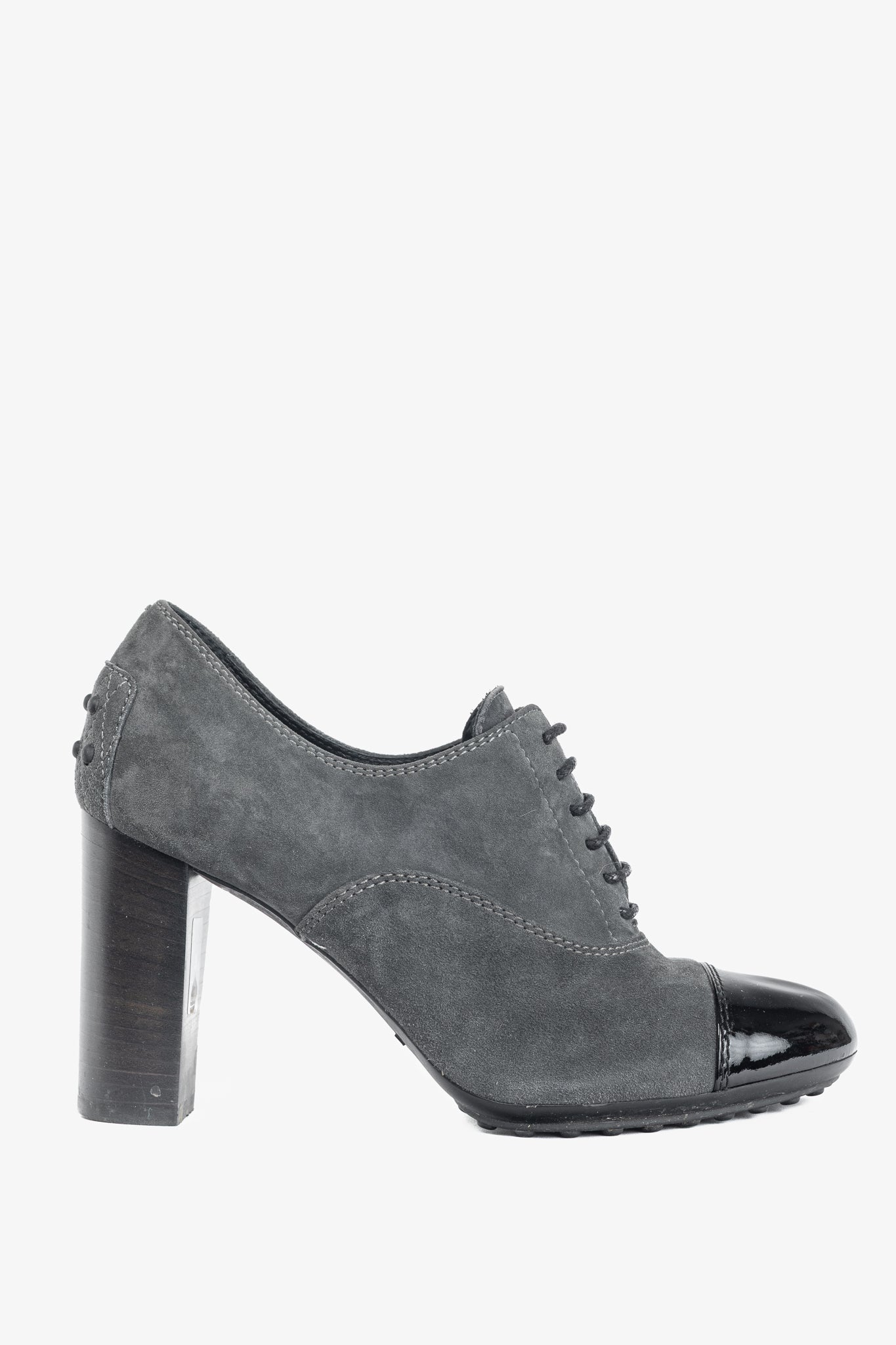 Tod's Grey Suede Cap-Toe Gommino Lace-Up Oxfords