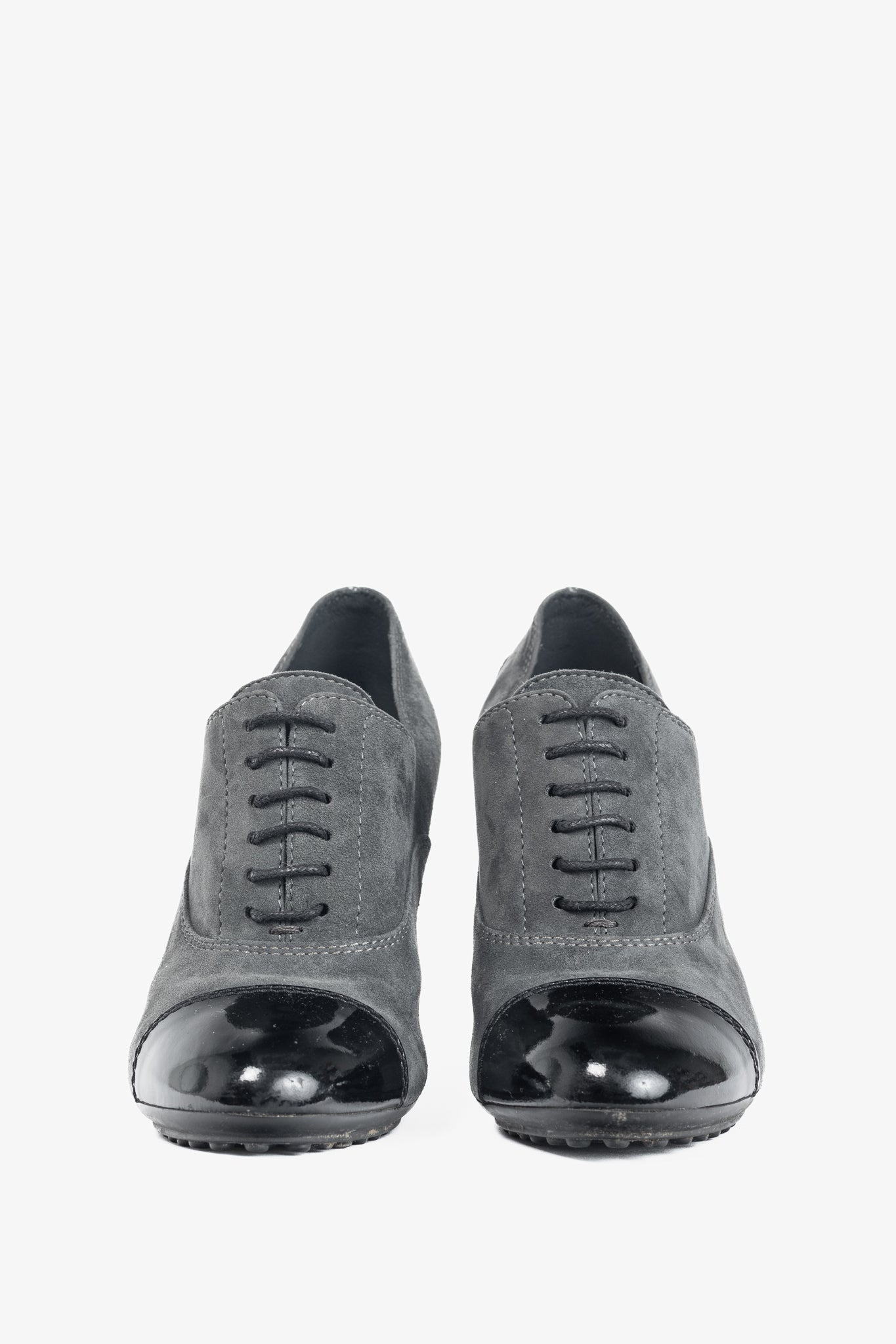 Tod's Grey Suede Cap-Toe Gommino Lace-Up Oxfords
