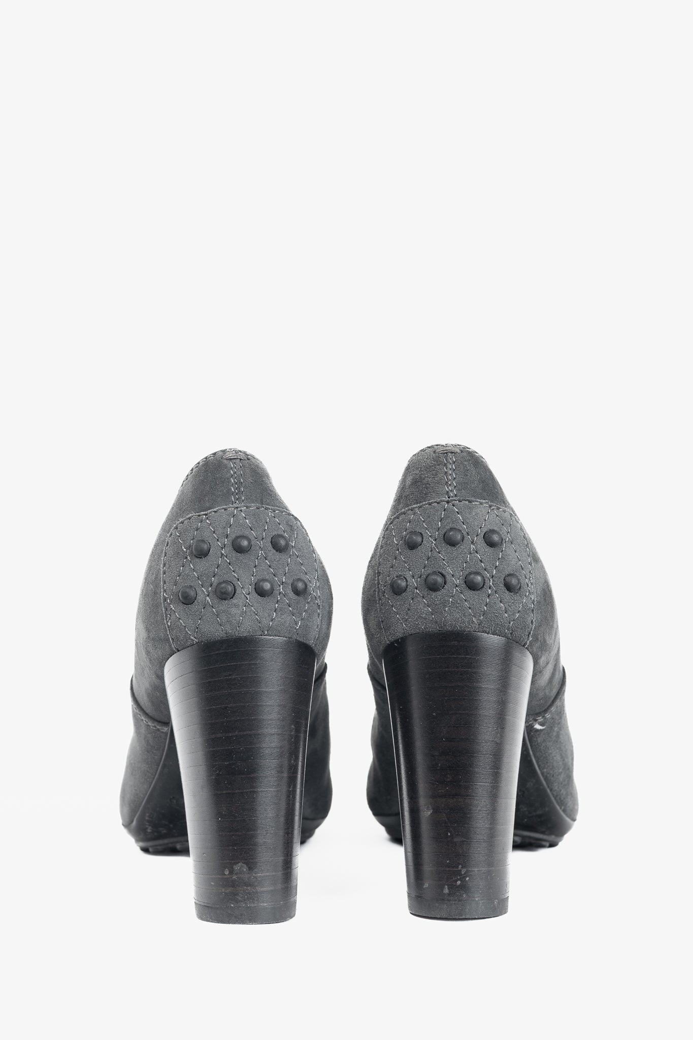 Tod's Grey Suede Cap-Toe Gommino Lace-Up Oxfords
