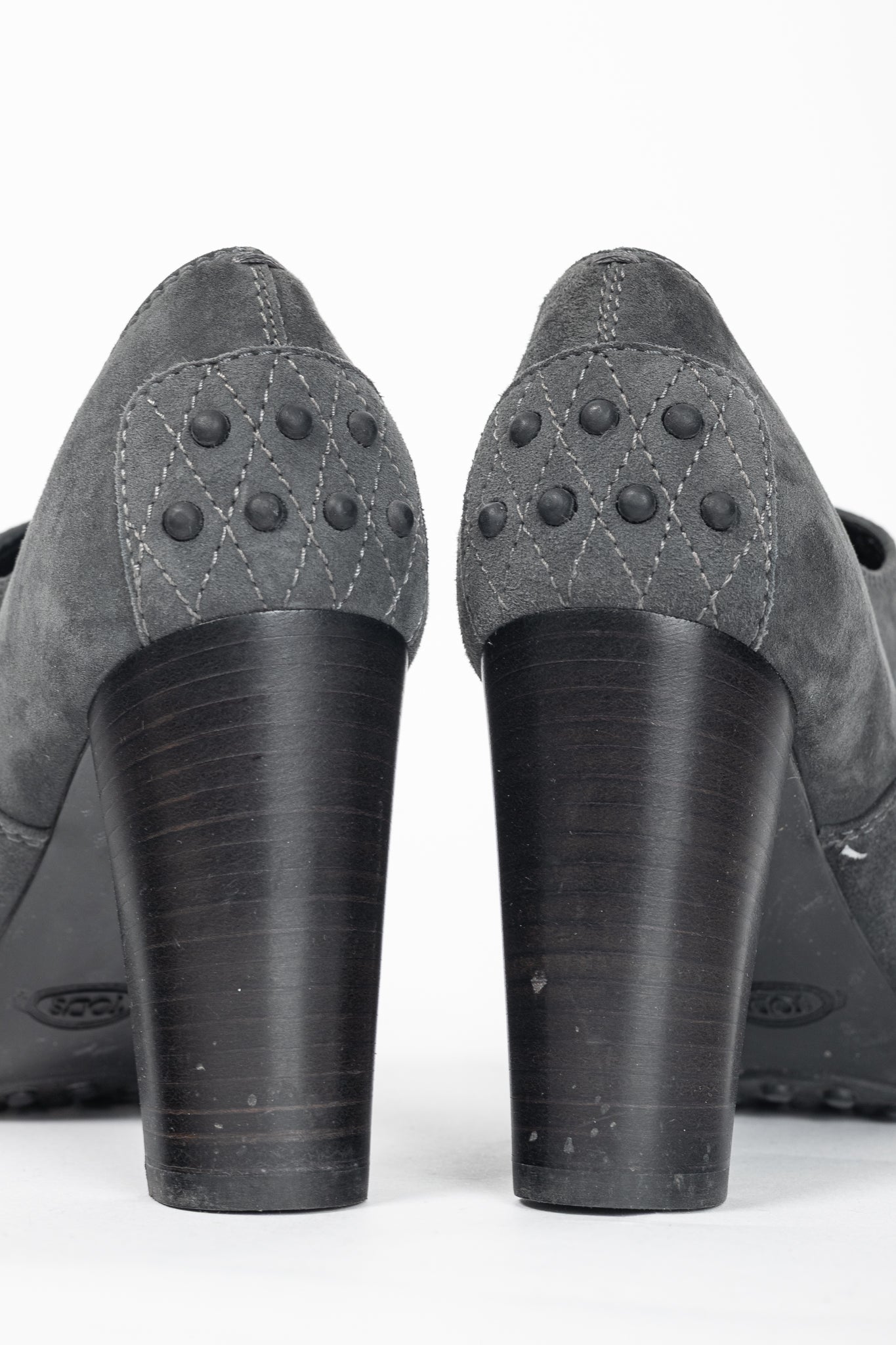 Tod's Grey Suede Cap-Toe Gommino Lace-Up Oxfords