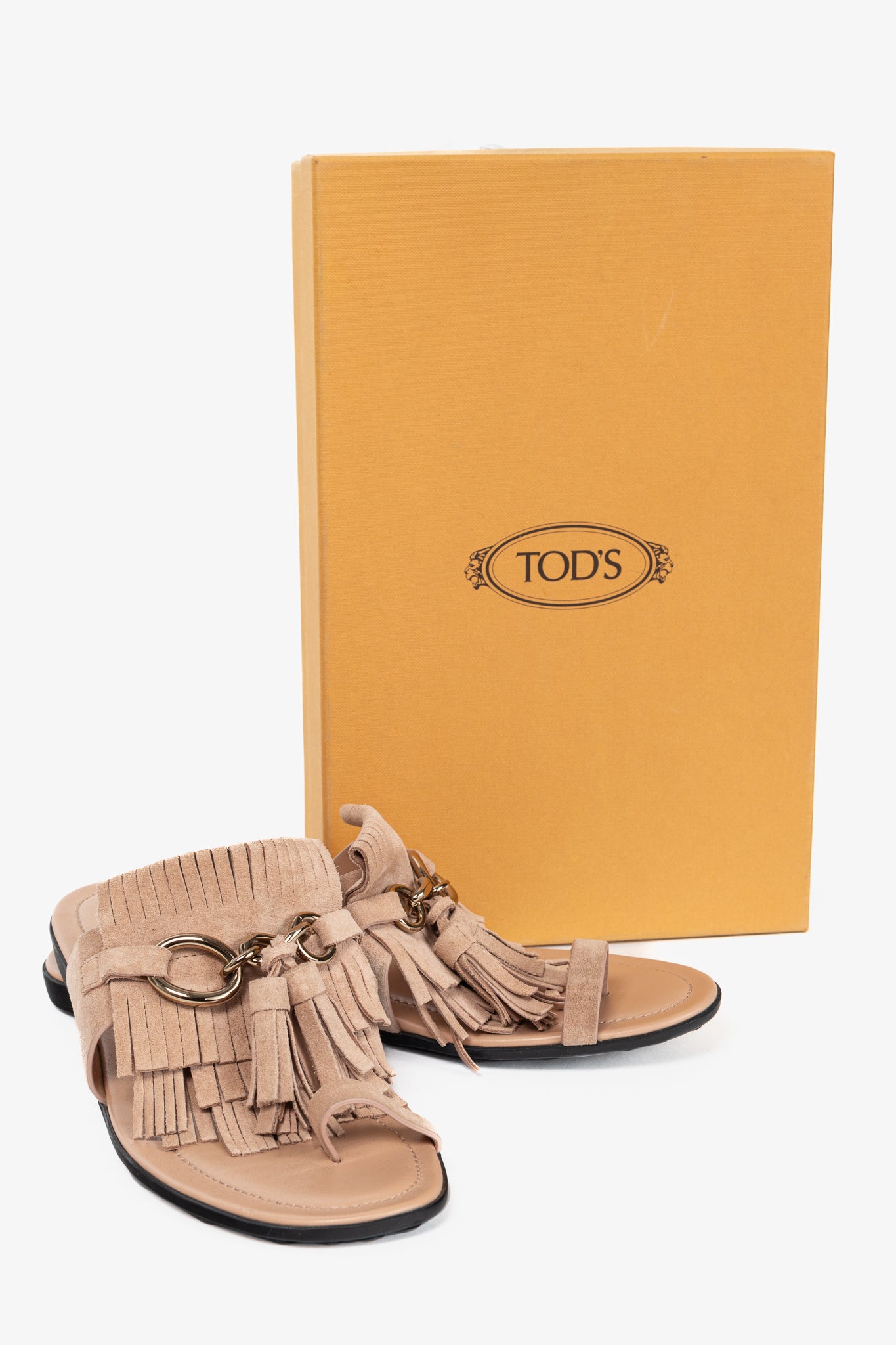 Tod's Sand Gomma Fringed Tassel Flat Thong Sandals