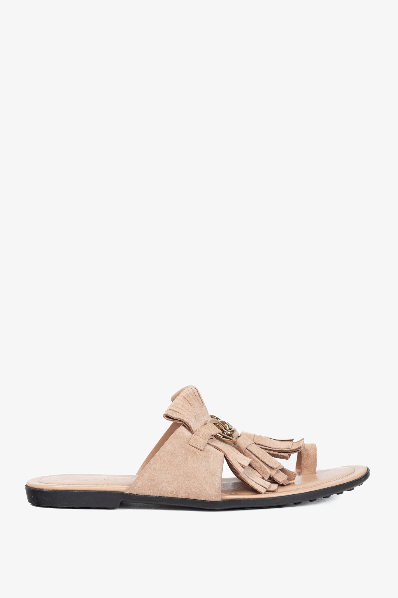 Tod's Sand Gomma Fringed Tassel Flat Thong Sandals