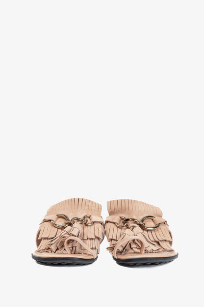 Tod's Sand Gomma Fringed Tassel Flat Thong Sandals