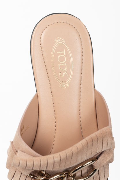 Tod's Sand Gomma Fringed Tassel Flat Thong Sandals