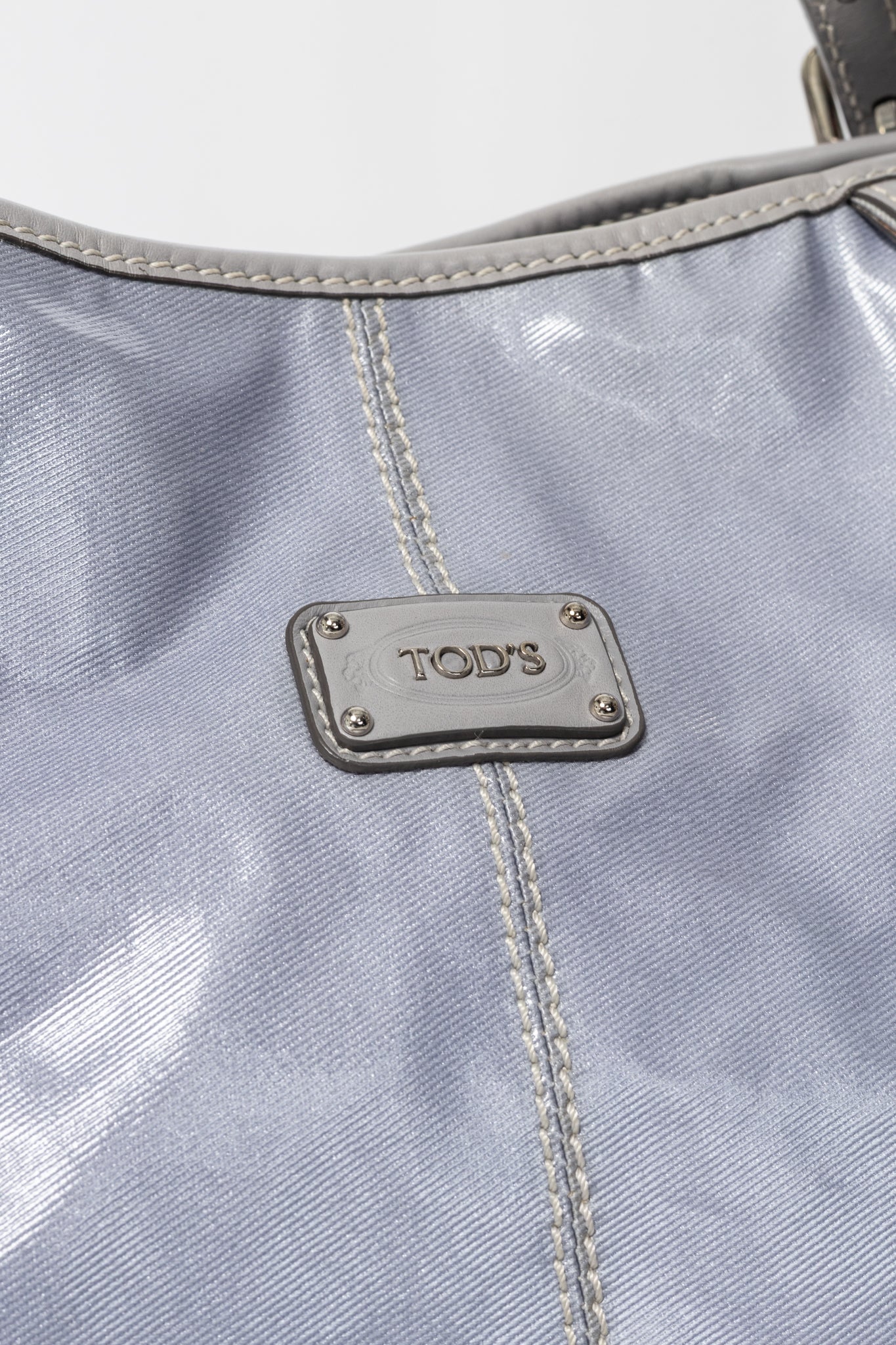 Tod's G-Line Blue & Grey Coated Canvas 2-Way Tote
