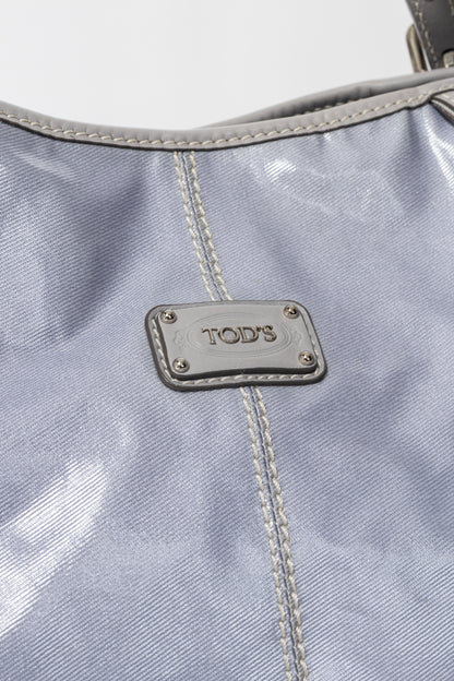 Tod's G-Line Blue & Grey Coated Canvas 2-Way Tote