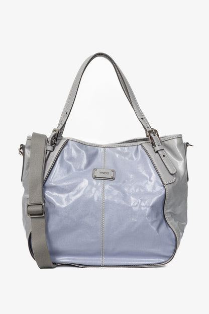 Tod's G-Line Blue & Grey Coated Canvas 2-Way Tote