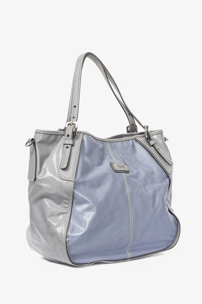 Tod's G-Line Blue & Grey Coated Canvas 2-Way Tote