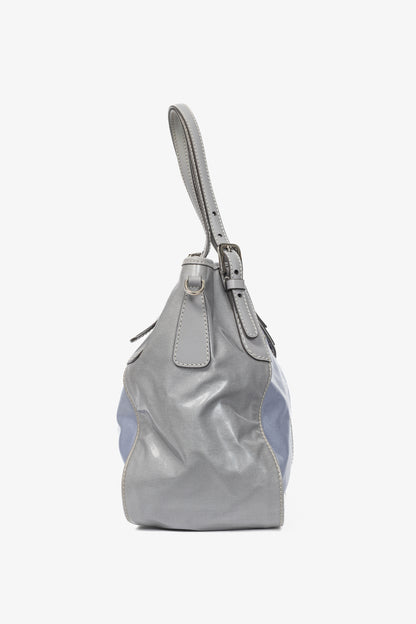 Tod's G-Line Blue & Grey Coated Canvas 2-Way Tote