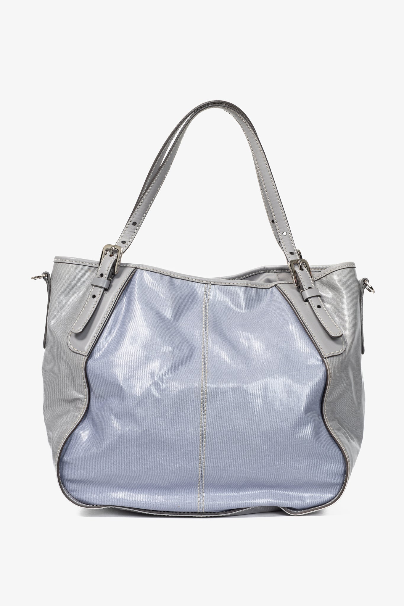 Tod's G-Line Blue & Grey Coated Canvas 2-Way Tote
