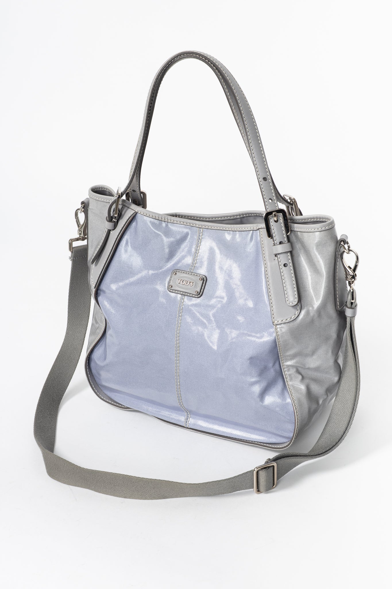 Tod's G-Line Blue & Grey Coated Canvas 2-Way Tote