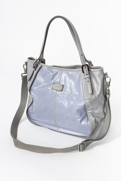 Tod's G-Line Blue & Grey Coated Canvas 2-Way Tote