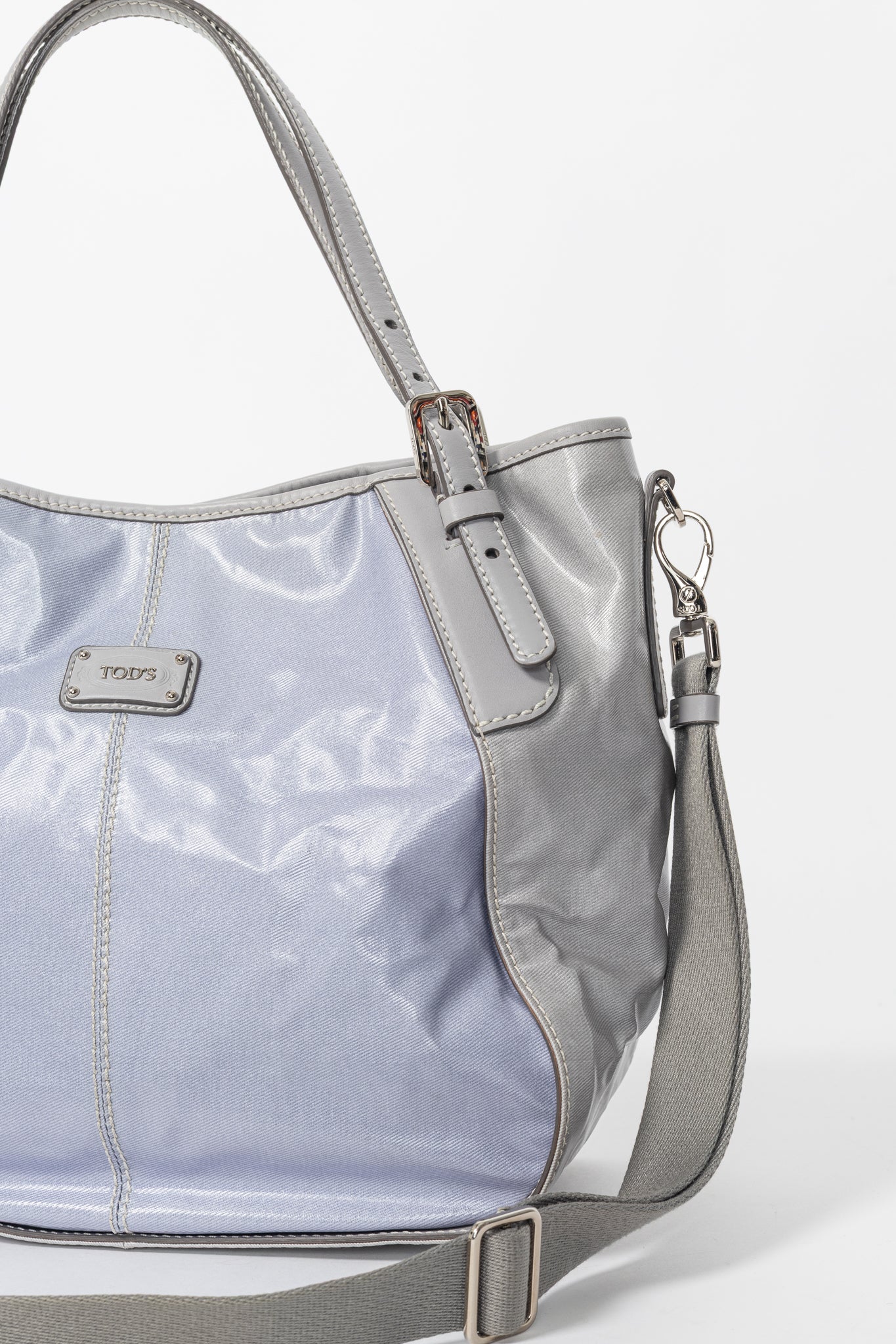 Tod's G-Line Blue & Grey Coated Canvas 2-Way Tote