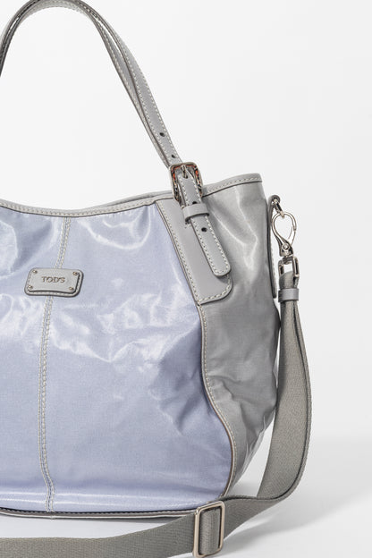 Tod's G-Line Blue & Grey Coated Canvas 2-Way Tote