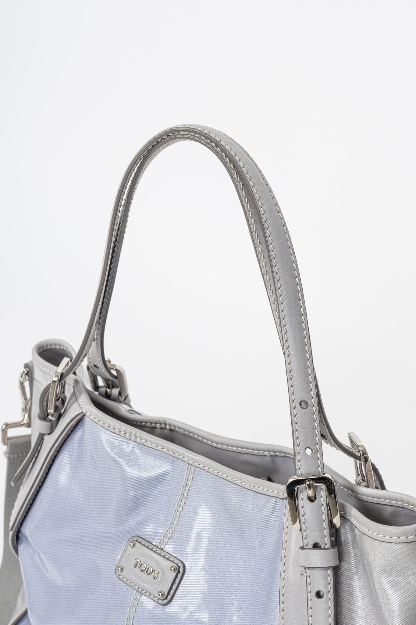 Tod's G-Line Blue & Grey Coated Canvas 2-Way Tote
