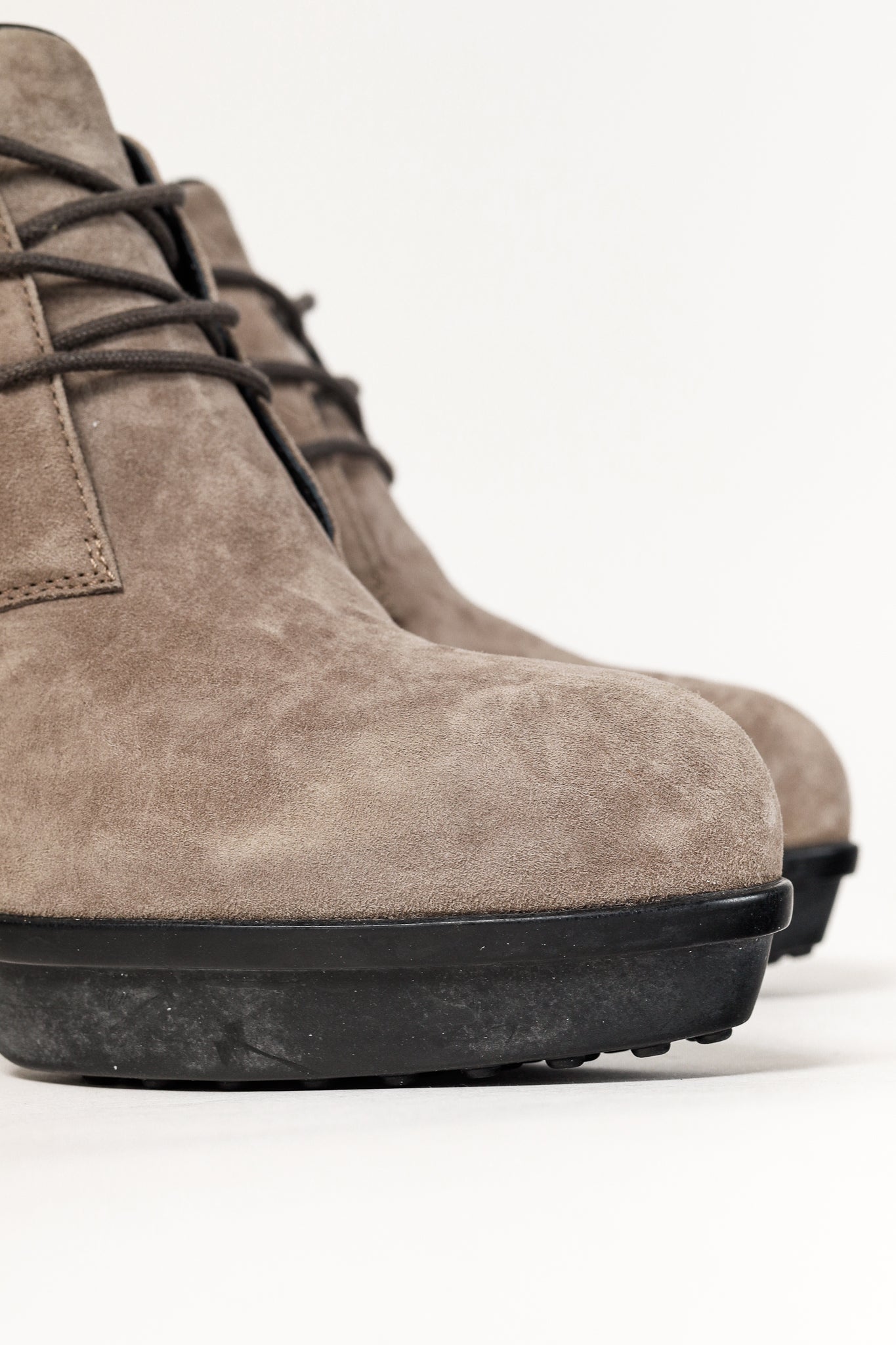 Tod's Taupe Suede Rubber Sole Platform Heel Bootie