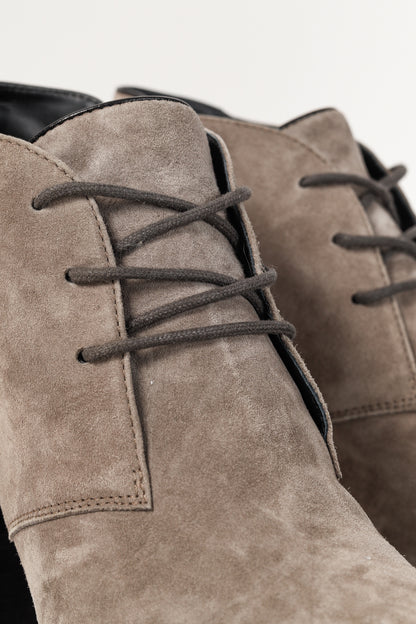 Tod's Taupe Suede Rubber Sole Platform Heel Bootie