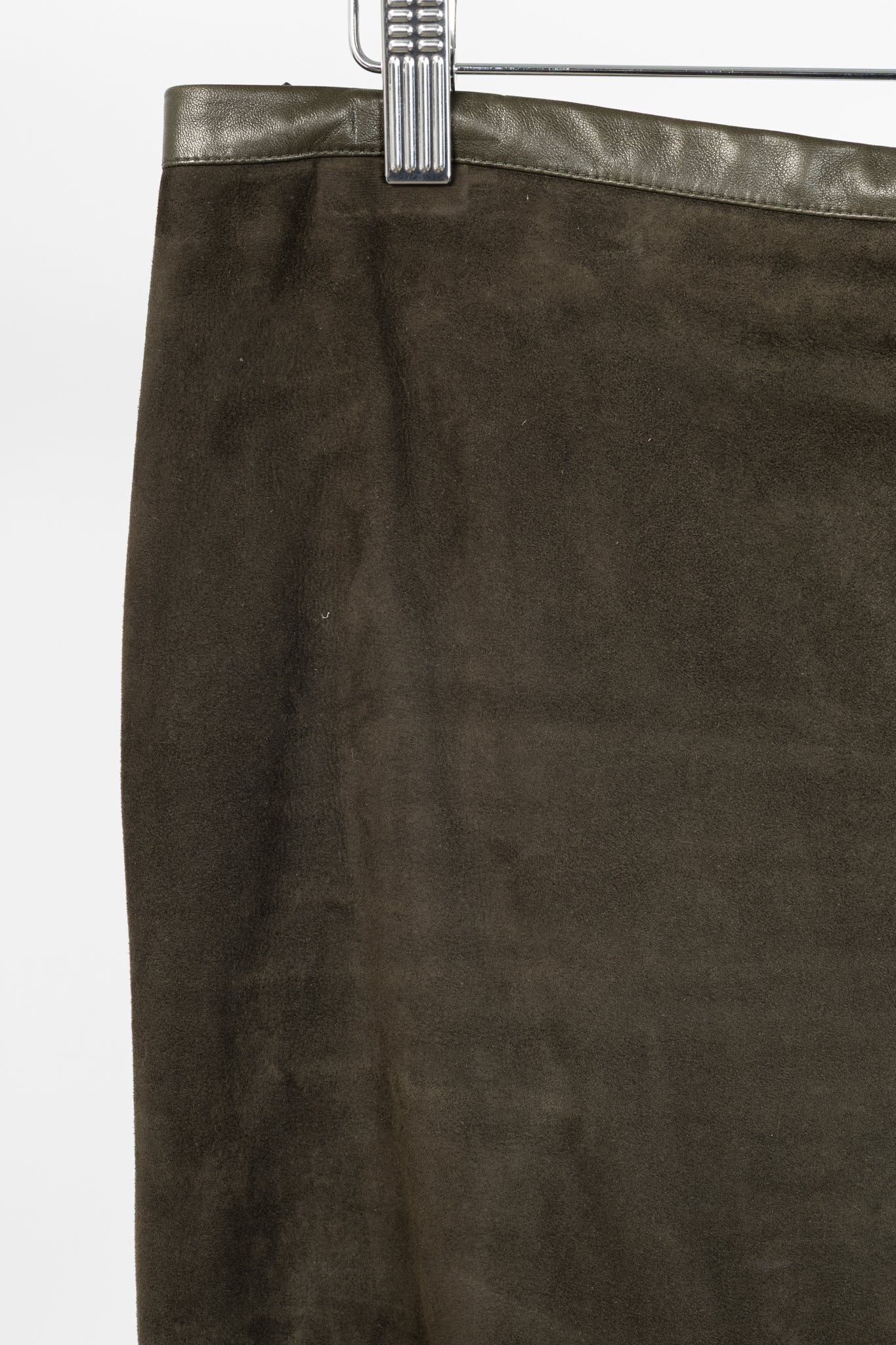 Tom Ford Green Suede Leather-Trim Pencil Skirt